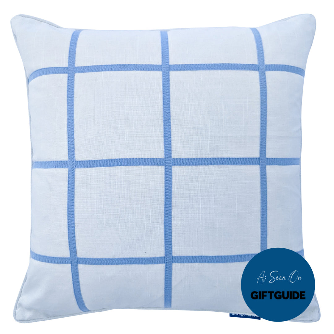 VISTA Blue and White Windowpane Cushion Cover | Mirage Haven