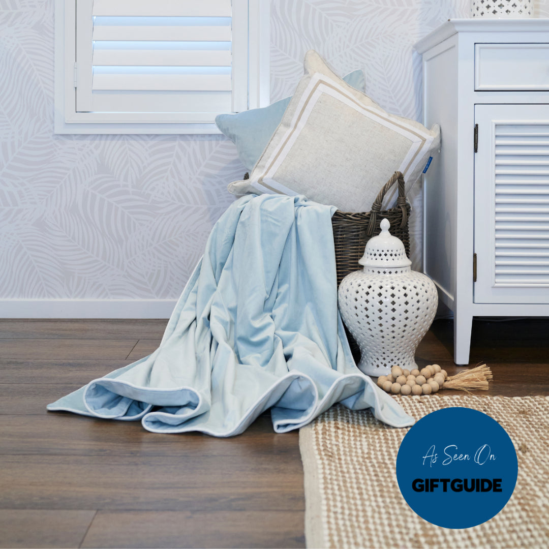 Sky Blue Plush Luxury Velvet Throw | Mirage Haven