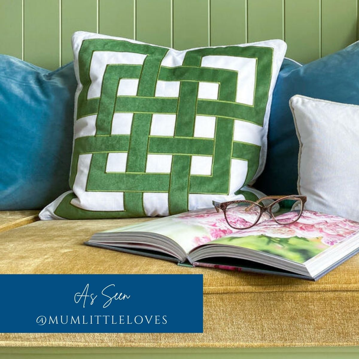 ORION Fern Green Interlink Square Cushion Cover | Mirage Haven