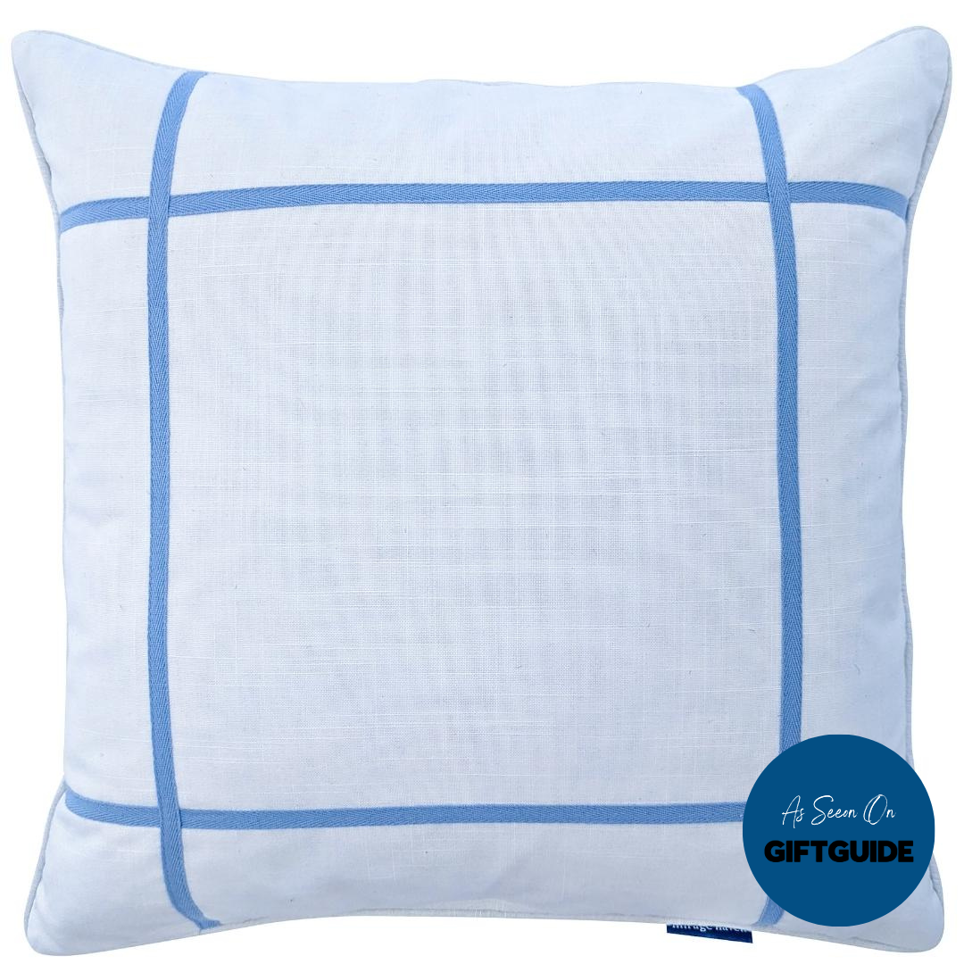 VISTA Blue and White Criss Cross Cushion Cover | Mirage Haven