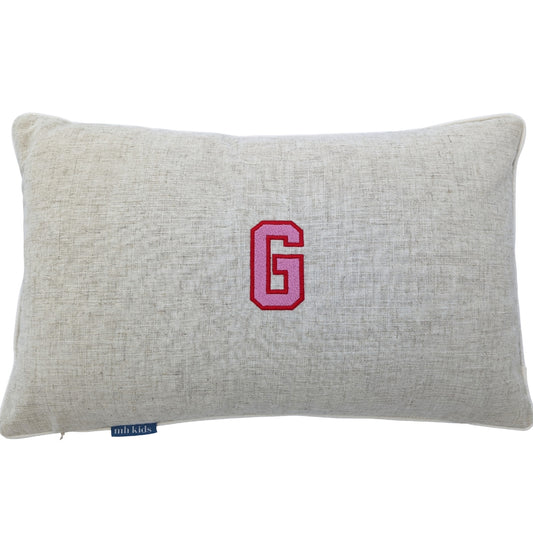 Linen Personalised Initial Kids Cushion Cover | Mirage Haven 