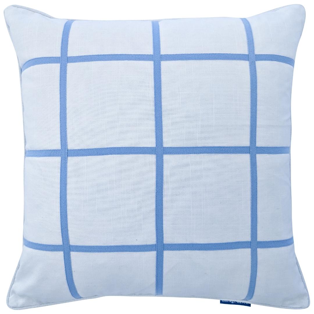 VISTA Blue and White Windowpane Cushion Cover | Mirage Haven