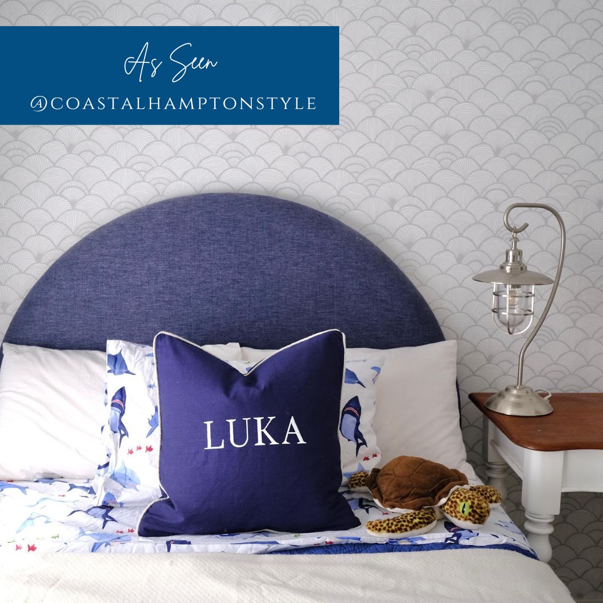 Dark Blue Personalised Name Kids Cushion Cover | Mirage Haven