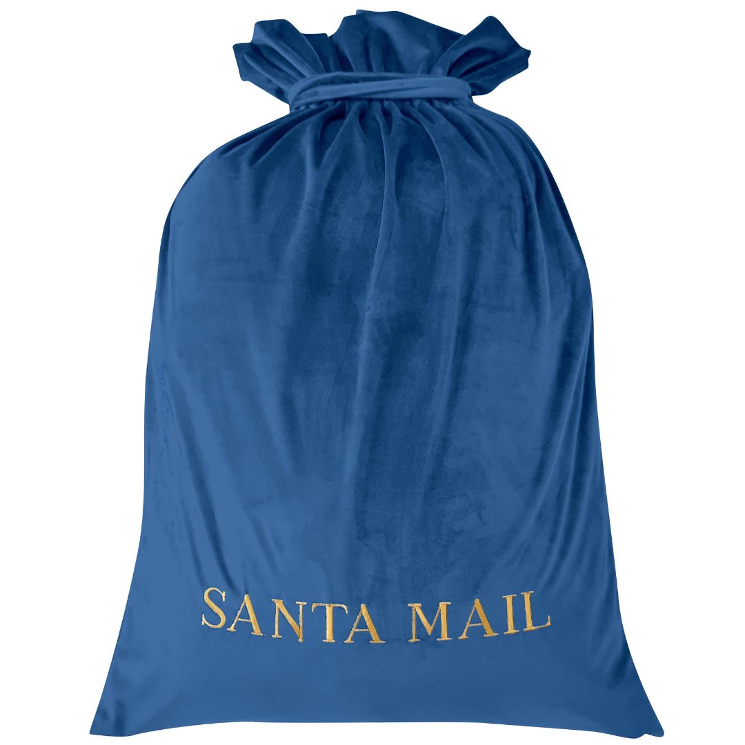 Luxury Personalised Velvet Santa Sack French Blue | Mirage Haven 