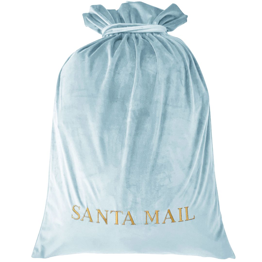 Luxury Personalised Velvet Santa Sack Sky Blue | Mirage Haven