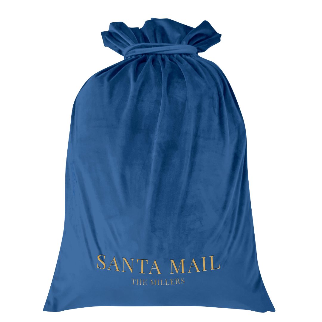 Luxury Personalised Velvet Santa Sack French Blue | Mirage Haven 