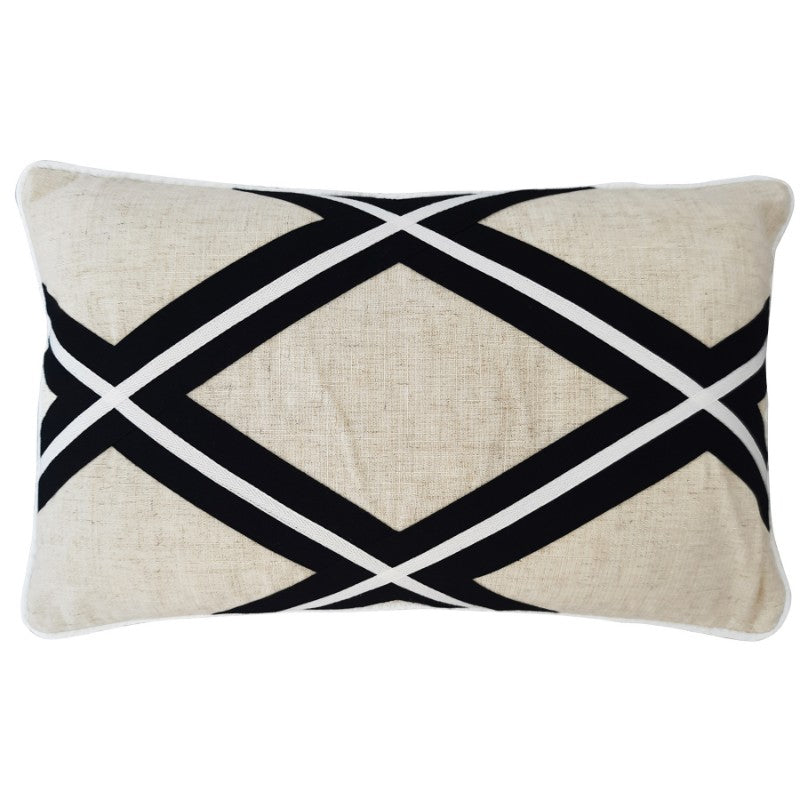 MILROY Black Stripes and Silver Jute Cushion Cover | Mirage Haven