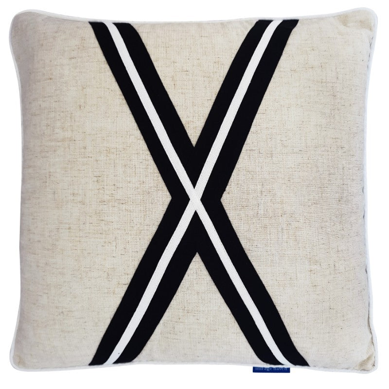 MILROY Black Stripes and Silver Jute Cushion Cover | Mirage Haven