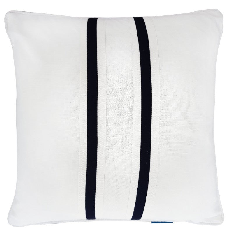 NORTH CAPE Dark Blue and White Twin Strip Cushion | Mirage Haven