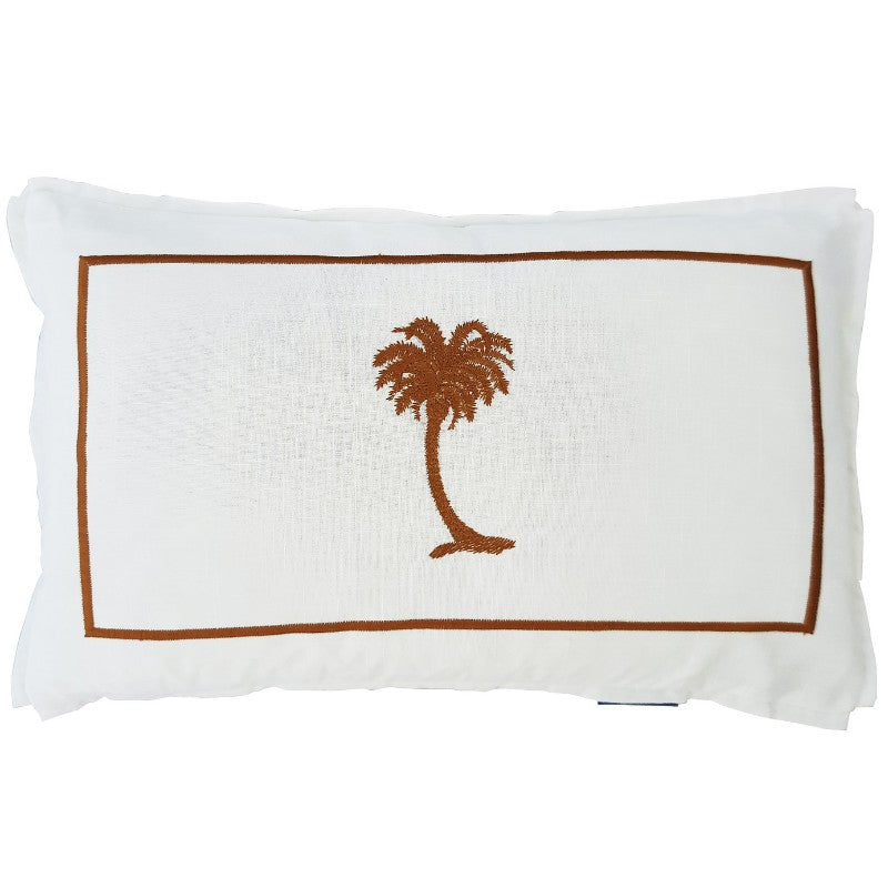 PALM COVE Palm Tree Brown and White Cushion Cover | Mirage Haven