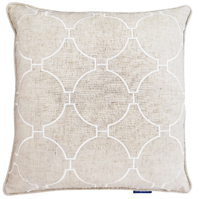 QUINNS White Hampton Link Linen Cushion Cover | Mirage Haven
