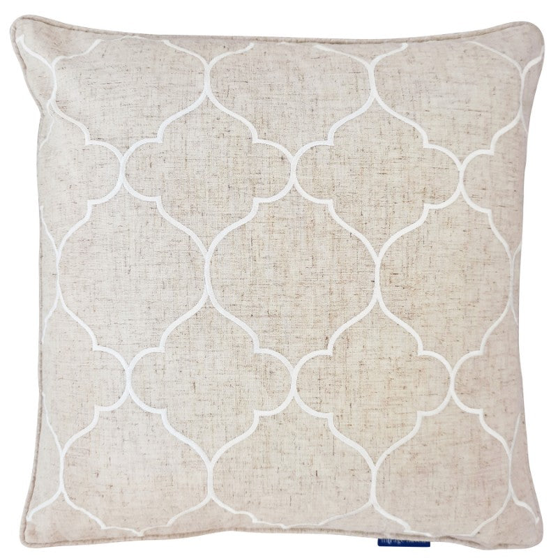 QUINNS White Trellis and Linen Cushion Cover | Mirage Haven