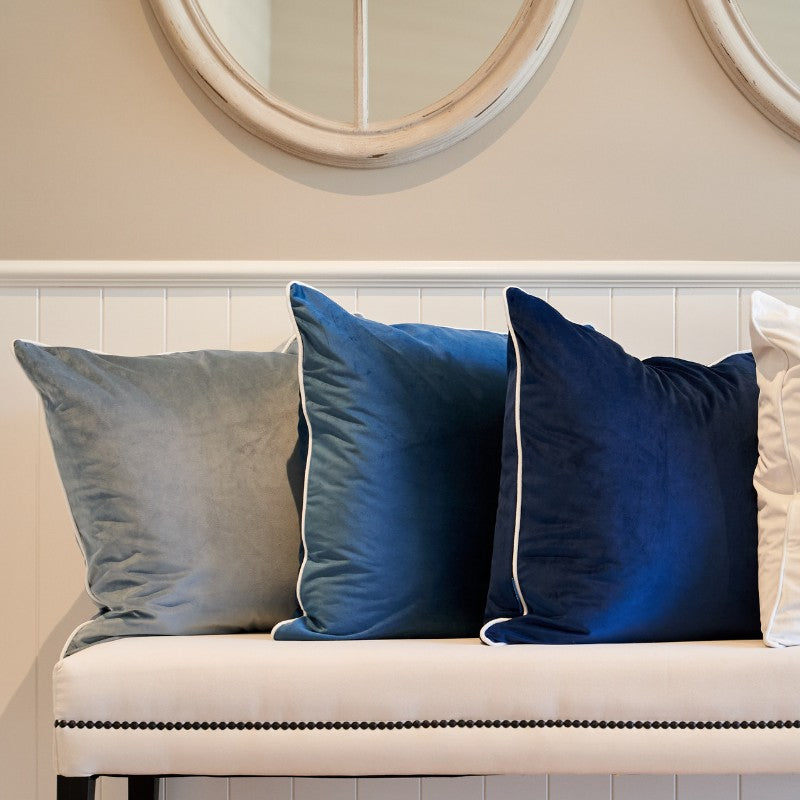 SARINA Premium Velvet White Piping Cushion Cover | Mirage Haven
