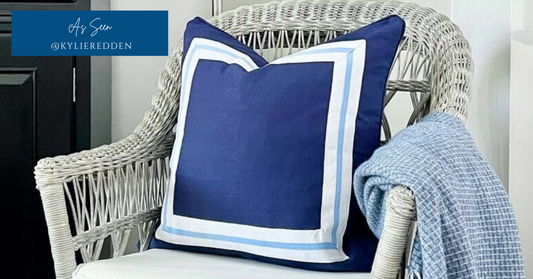 AVALON Dark Blue Border Cushion Cover | Mirage Haven