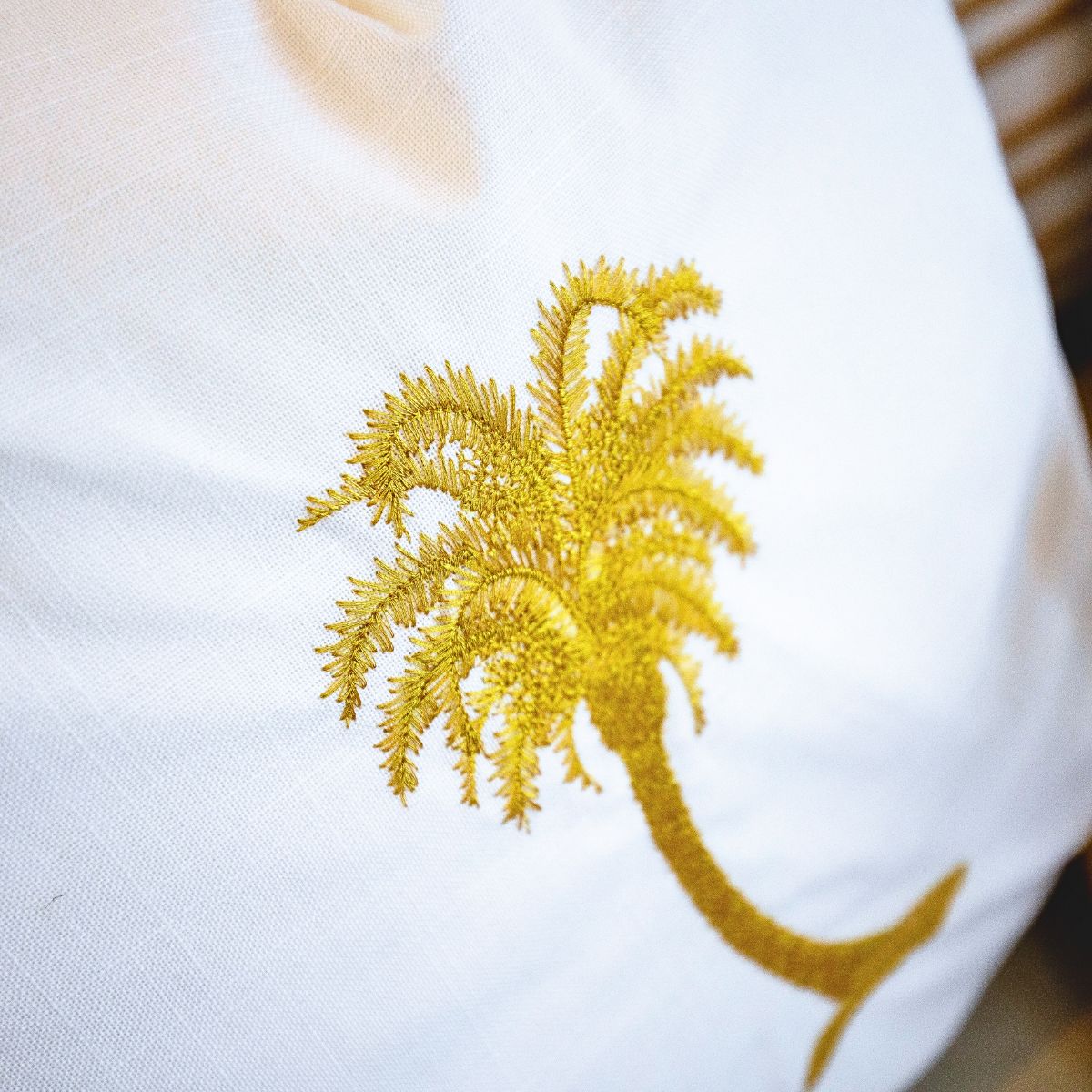 HABANA White and Gold Palm Tree Cushion Cover | Mirage Haven