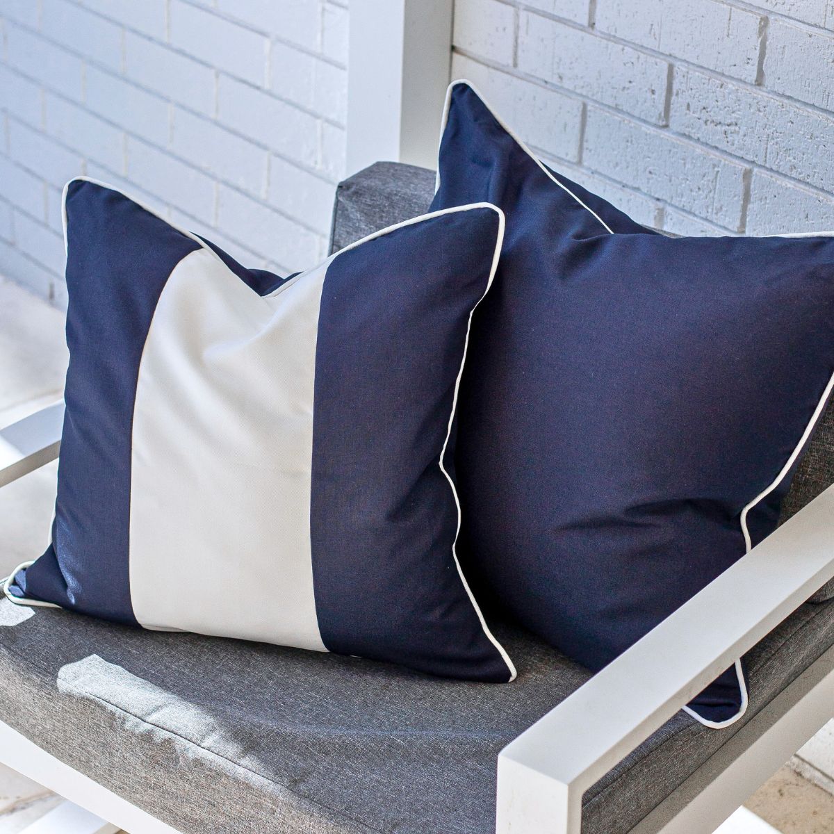 KIRRA Dark Blue Striped Outdoor Cushion Cover | Mirage Haven  