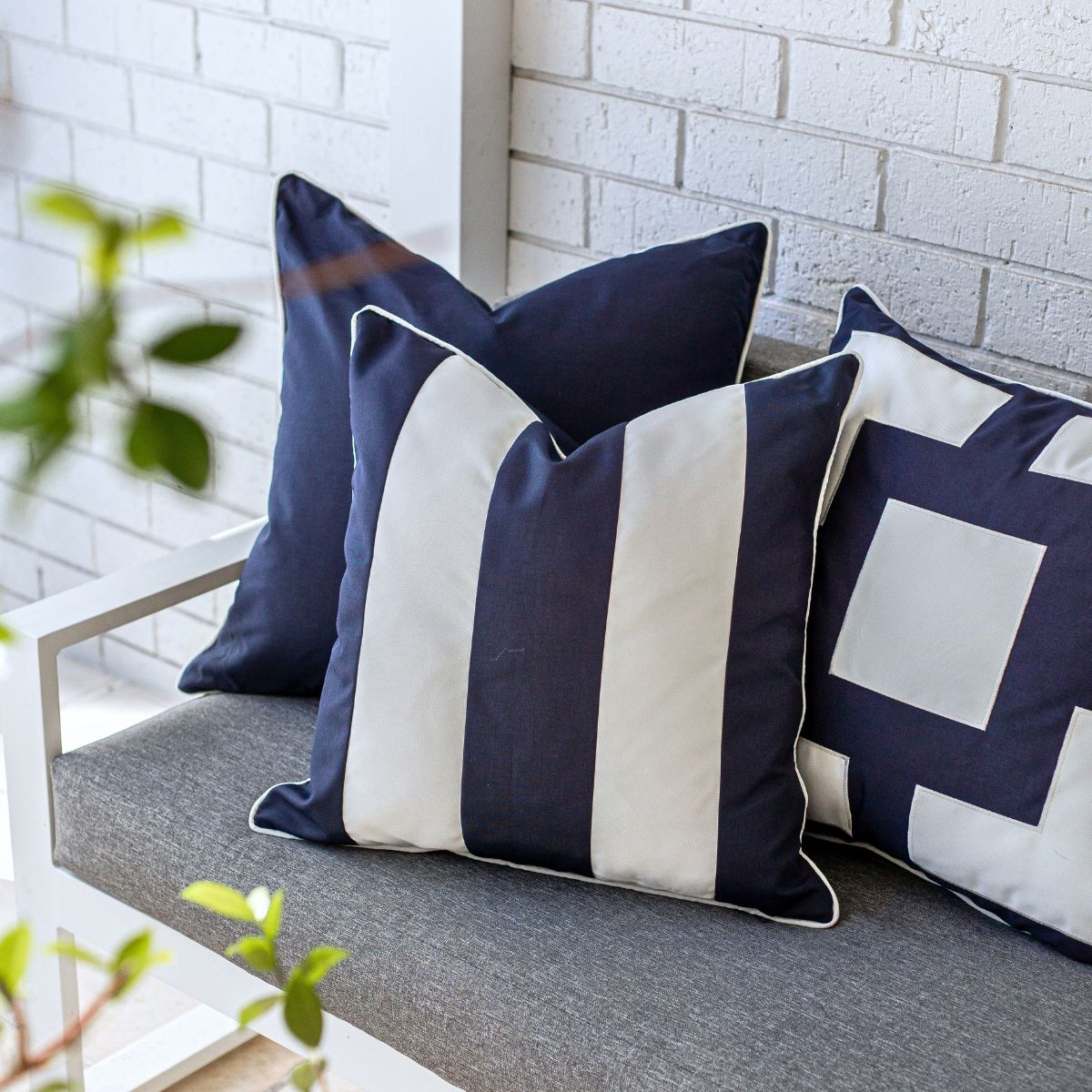 KIRRA Dark Blue Striped Outdoor Cushion Cover | Mirage Haven