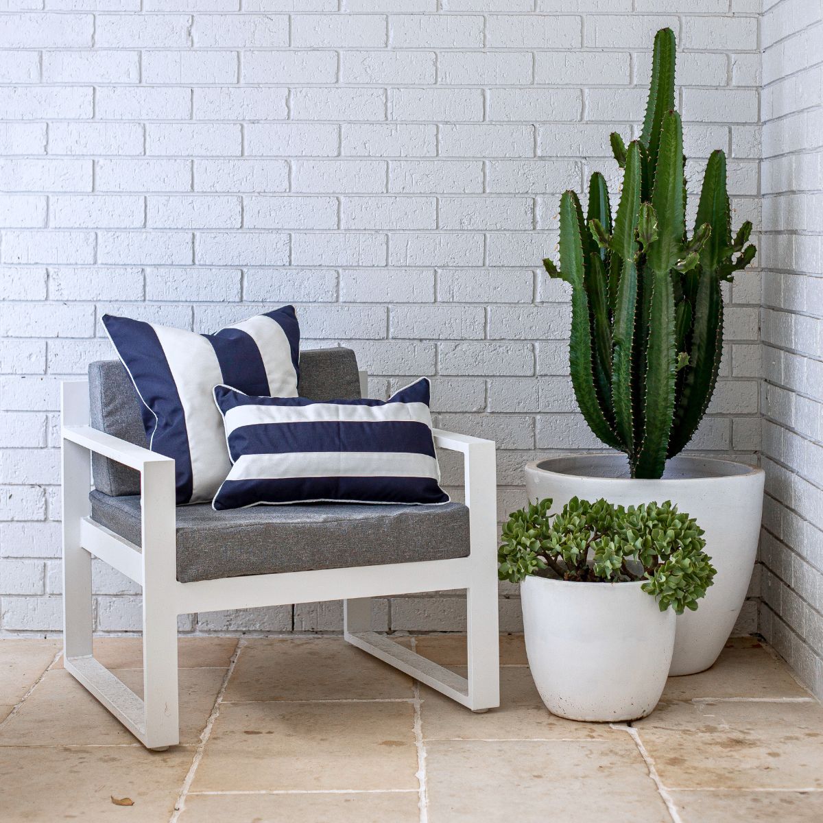 KIRRA Dark Blue Striped Outdoor Cushion Cover | Mirage Haven