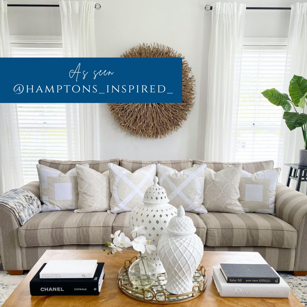 QUINNS White Hampton Link Linen Cushion Cover | Mirage Haven