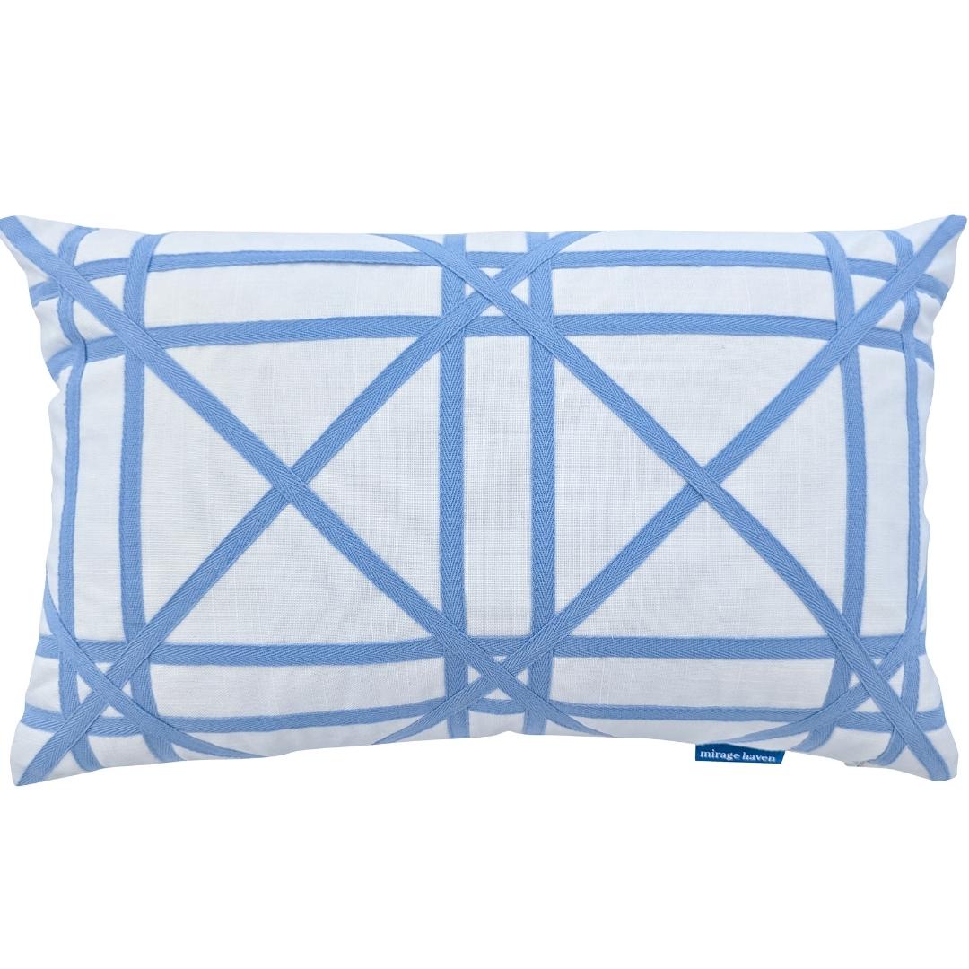 TORBAY Blue and White Crosses Cushion Cover | Mirage Haven 
