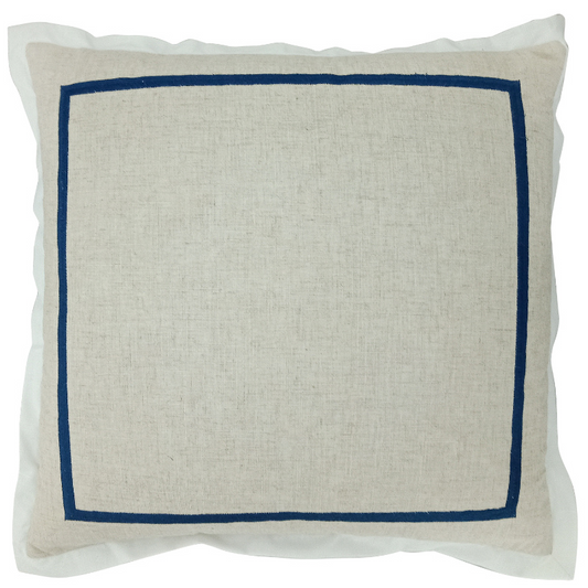 JERUK Dark Blue Flange Linen Cushion Cover | Mirage Haven  