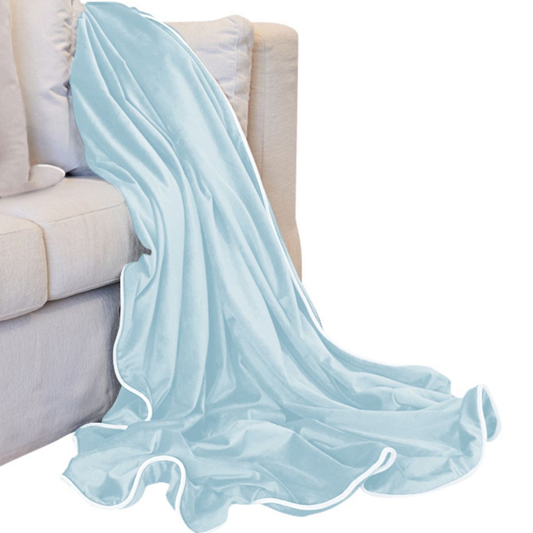 Sky Blue Plush Luxury Velvet Throw | Mirage Haven 