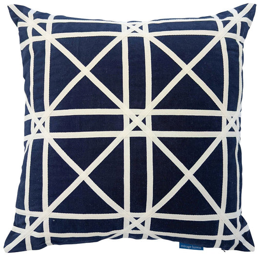 TORBAY Dark Blue and White Crosses Cushion Cover | Mirage Haven 