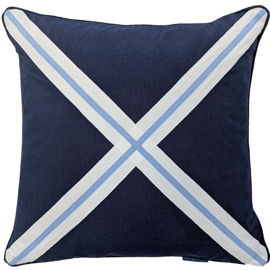 AVALON Dark Blue Cross Cushion Cover | Mirage Haven 