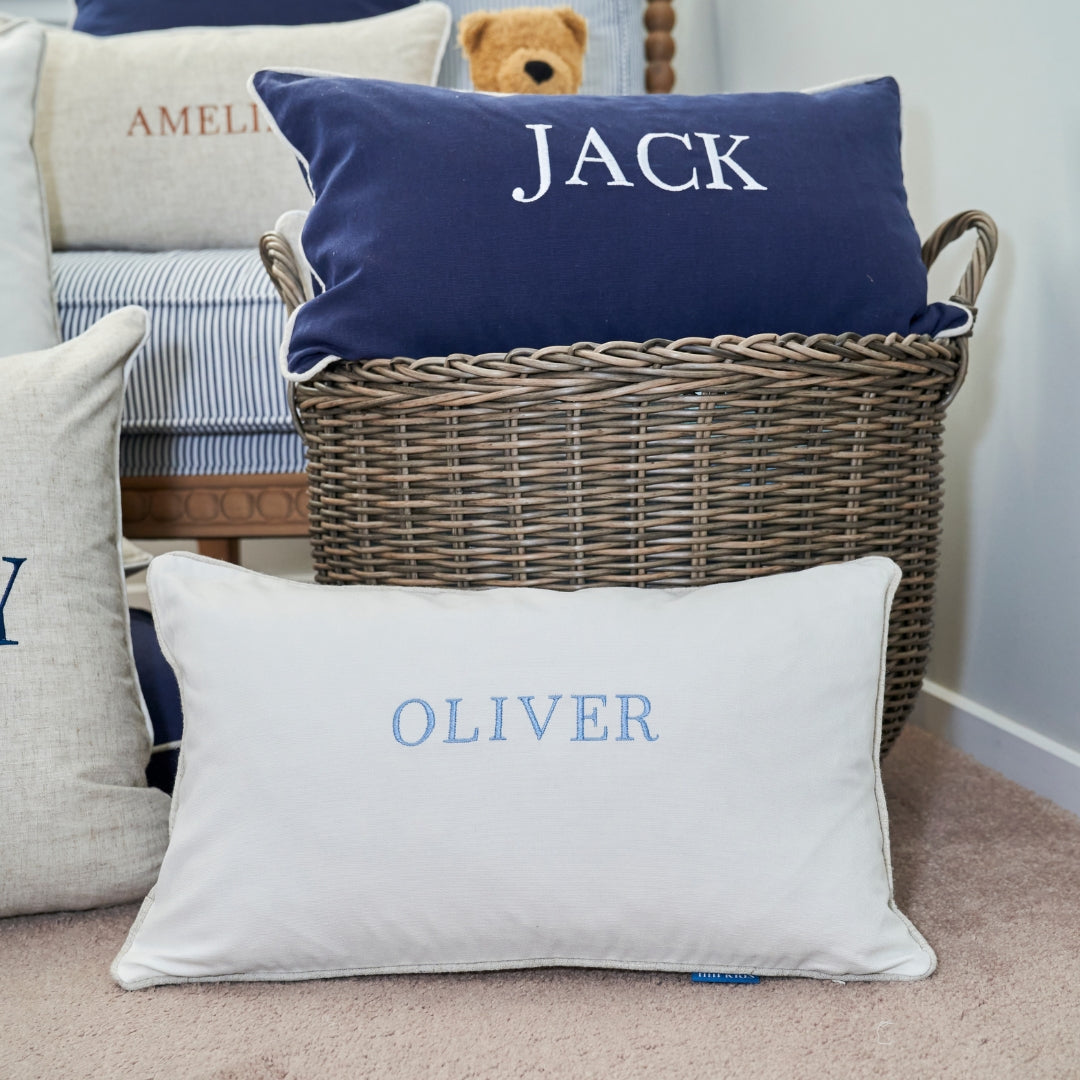 White Personalised Name Kids Cushion Cover | Mirage Haven 