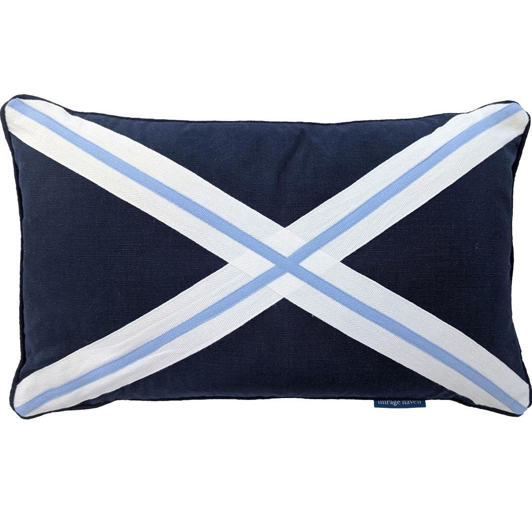 AVALON Dark Blue Cross Cushion Cover | Mirage Haven 