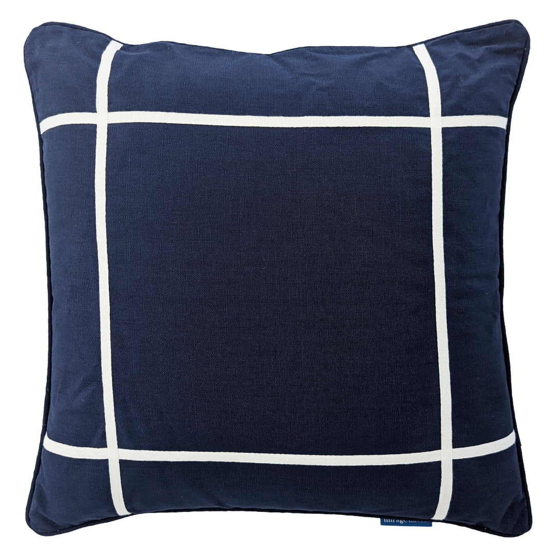 VISTA Dark Blue and White Criss Cross Cushion Cover | Mirage Haven 
