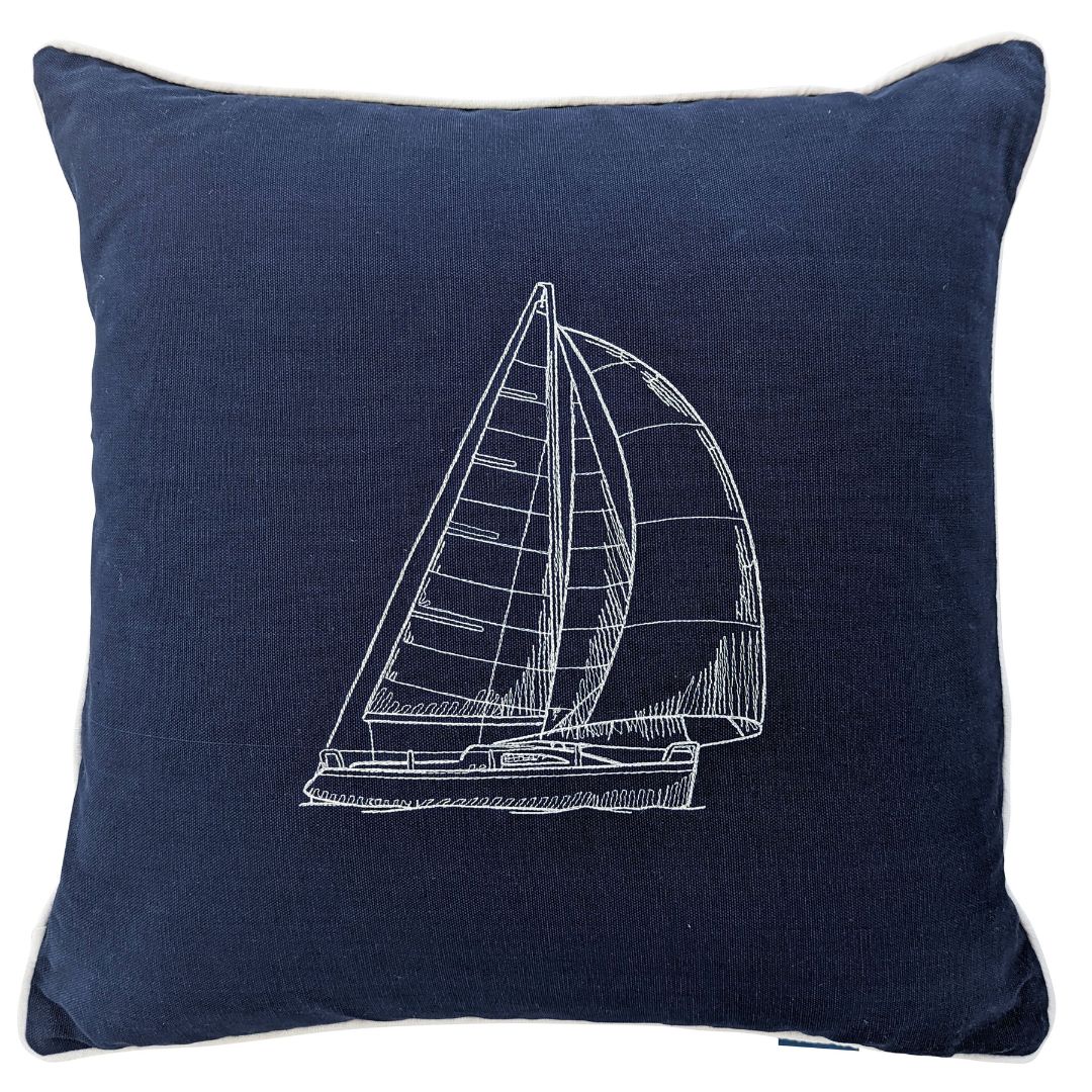 Sailboat Dark Blue Kids Cushion Cover | Mirage Haven 