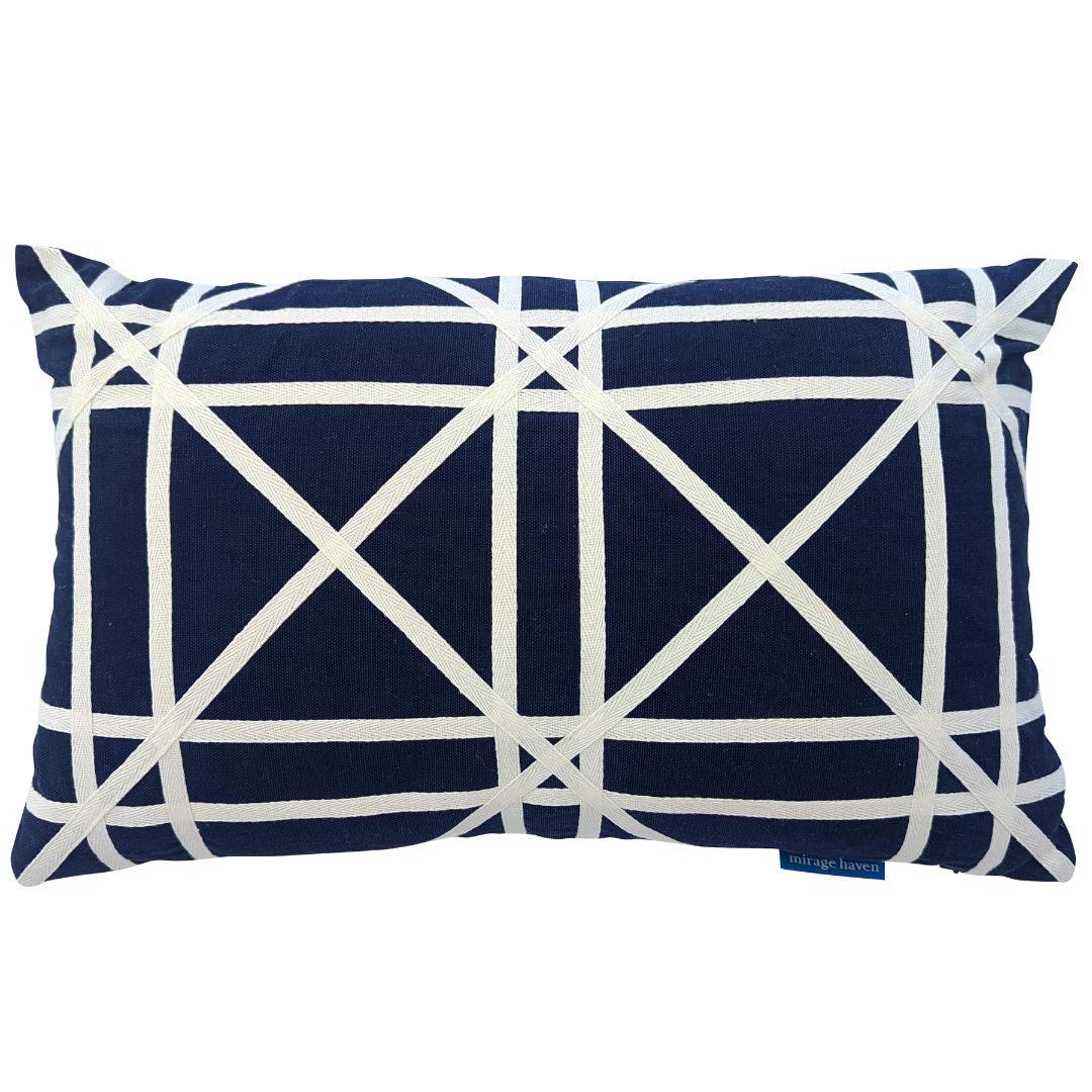 TORBAY Dark Blue and White Crosses Cushion Cover | Mirage Haven 