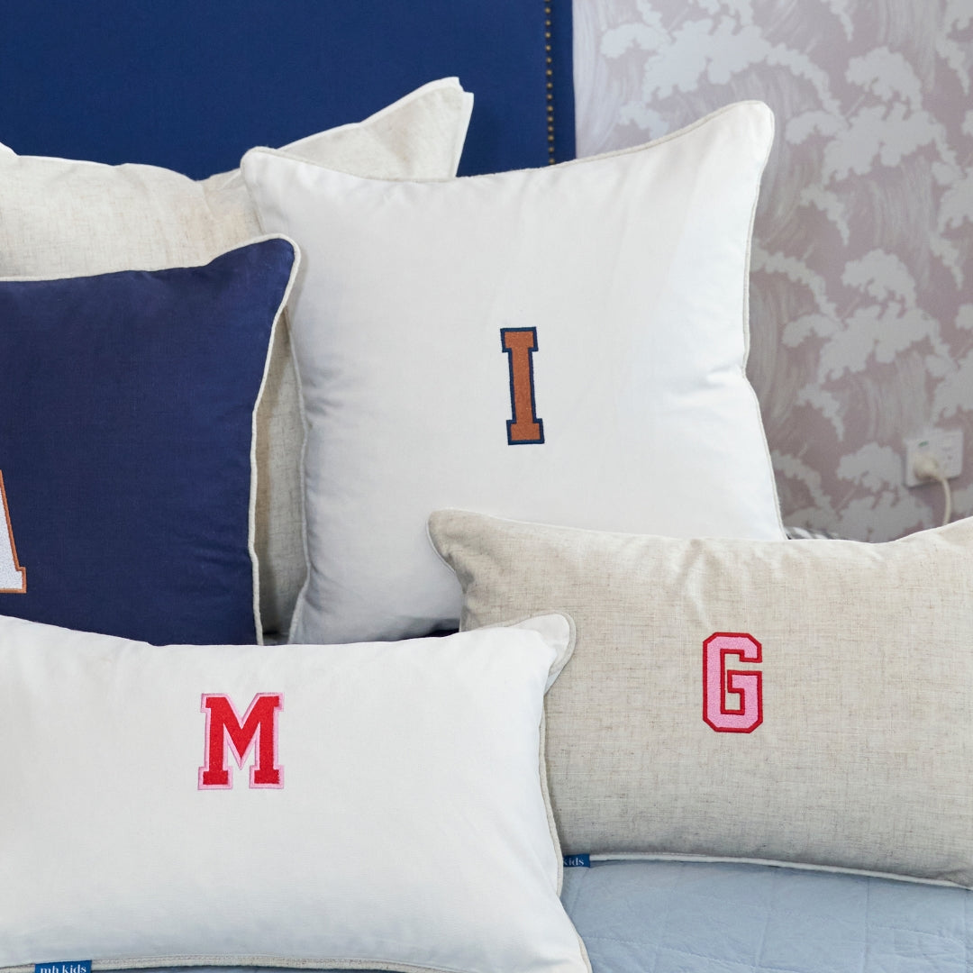 Linen Personalised Initial Kids Cushion Cover | Mirage Haven 