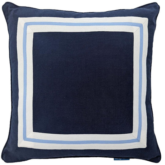 AVALON Dark Blue Border Cushion Cover | Mirage Haven 