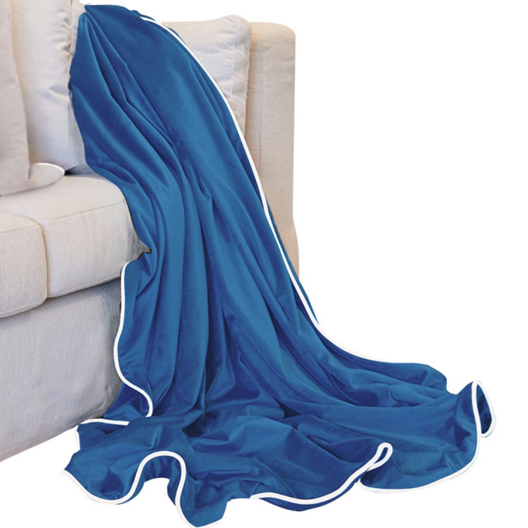 French Blue Plush Luxury Velvet Throw | Mirage Haven 