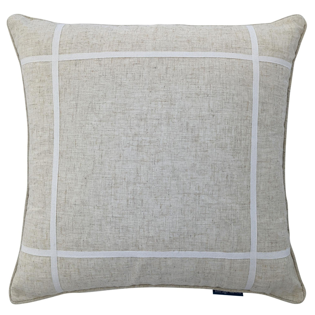 VISTA Linen and White Criss Cross Cushion Cover | Mirage Haven 