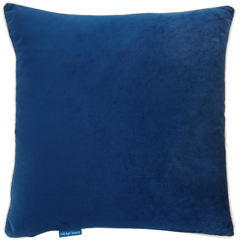 GRANGE Dark Blue Velvet White Piping Cushion Cover | Mirage Haven 