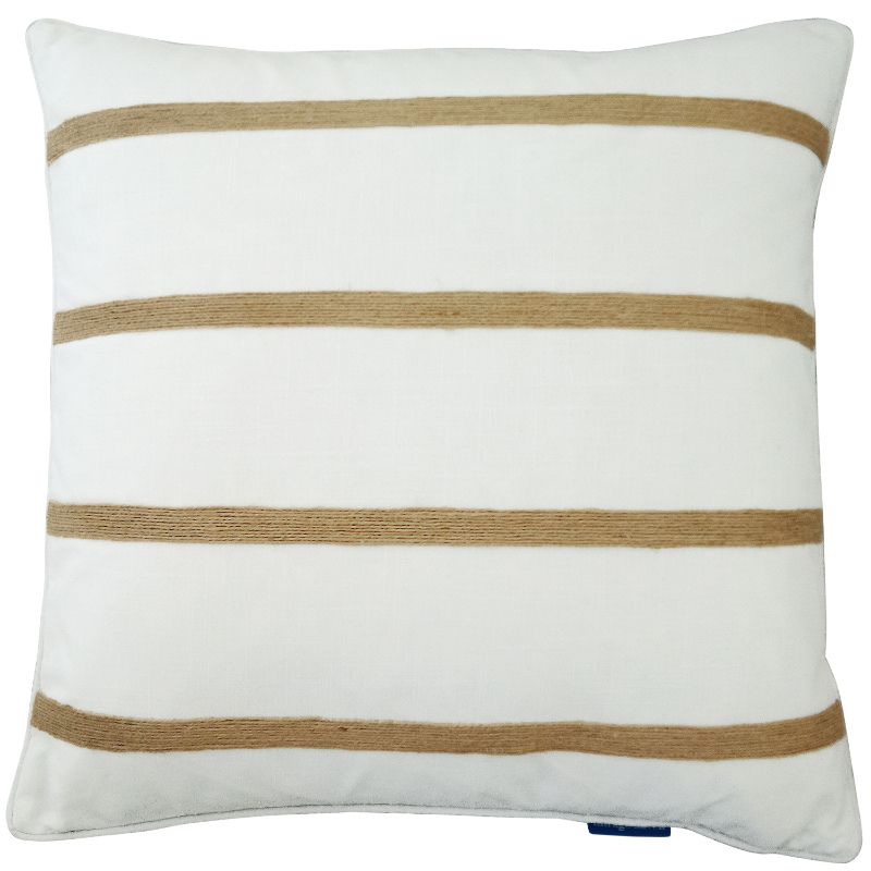 INDEE White and Hemp Multi Stripe Cushion Cover | Mirage Haven I 