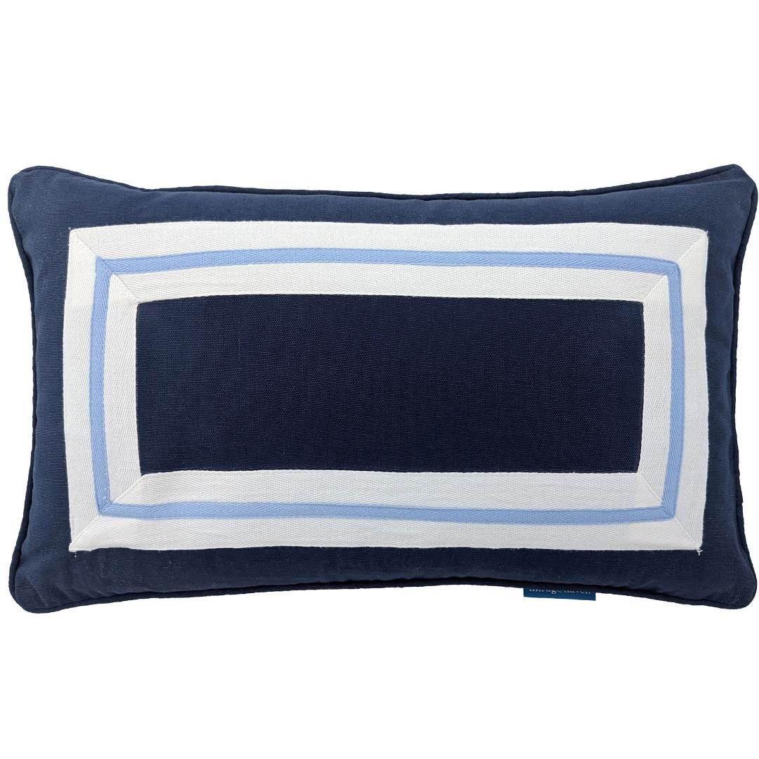 AVALON Dark Blue Border Cushion Cover | Mirage Haven 