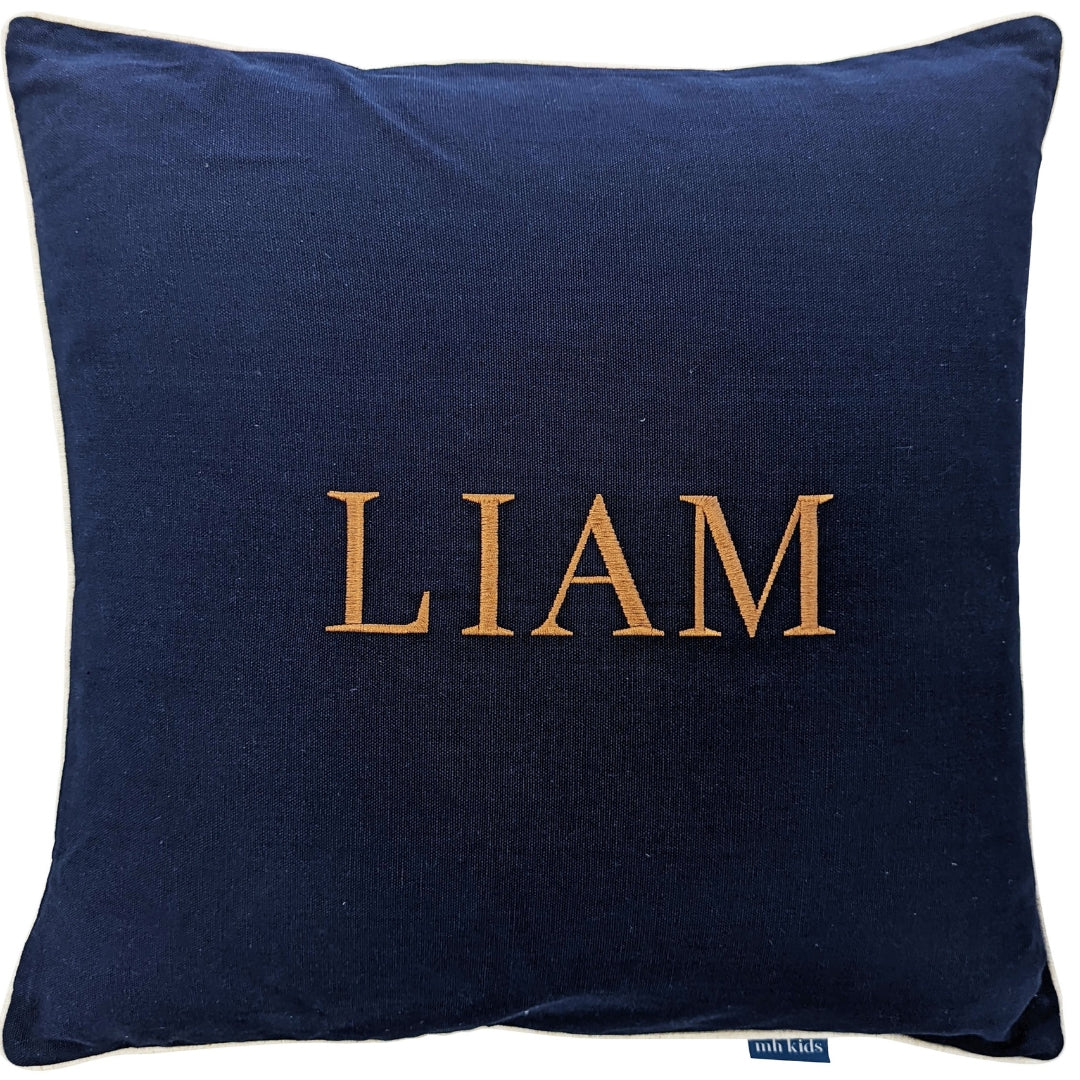 Dark Blue Personalised Name Kids Cushion Cover | Mirage Haven 