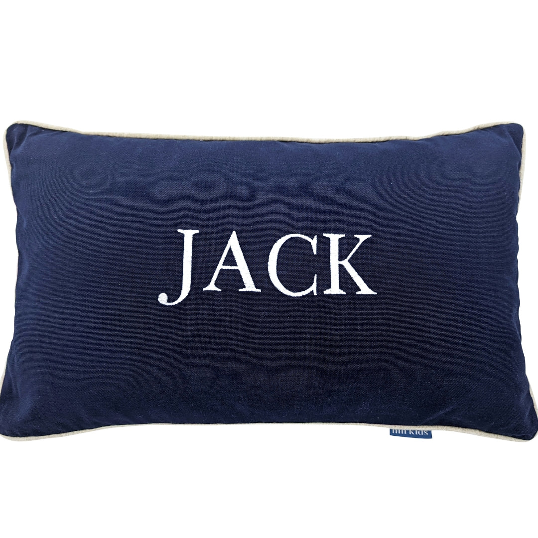 Dark Blue Personalised Name Kids Cushion Cover | Mirage Haven 