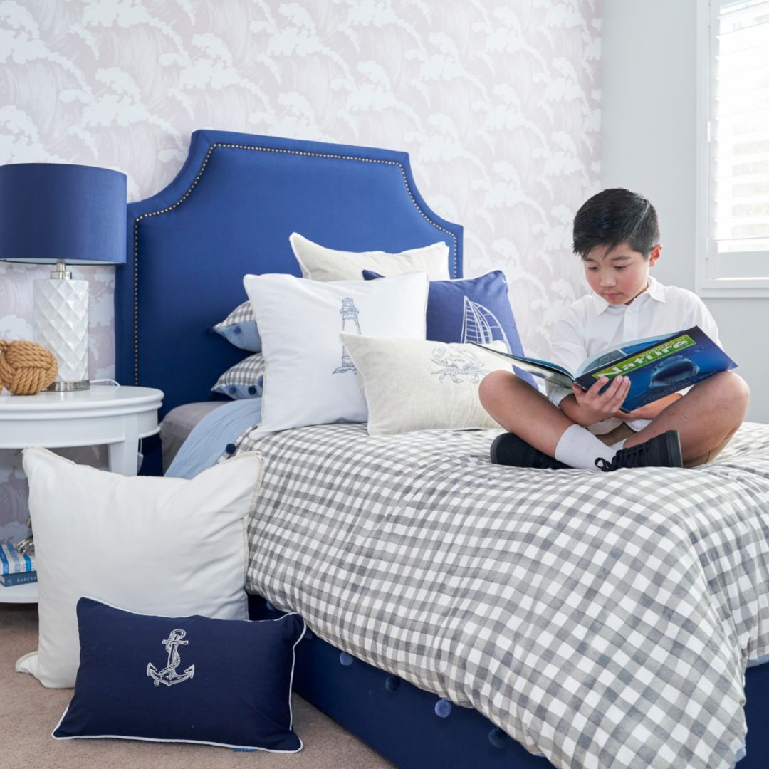 Sailboat Dark Blue Kids Cushion Cover | Mirage Haven 