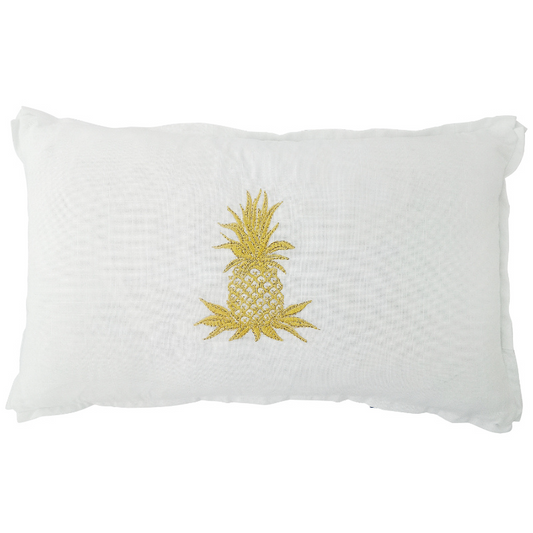 HABANA White and Gold Pineapple Cushion Cover | Mirage Haven 