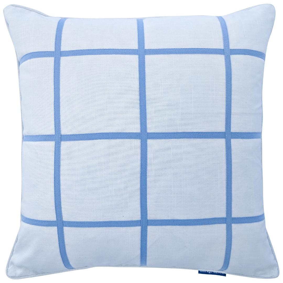 VISTA Blue and White Windowpane Cushion Cover | Mirage Haven 