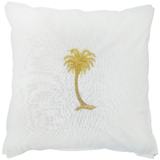 HABANA White and Gold Palm Tree Cushion Cover | Mirage Haven 