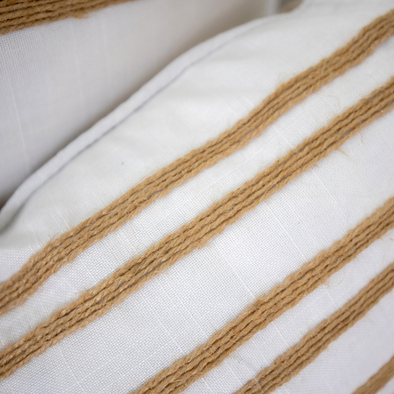 INDEE White and Hemp Double Stripe Cushion Cover | Mirage Haven  