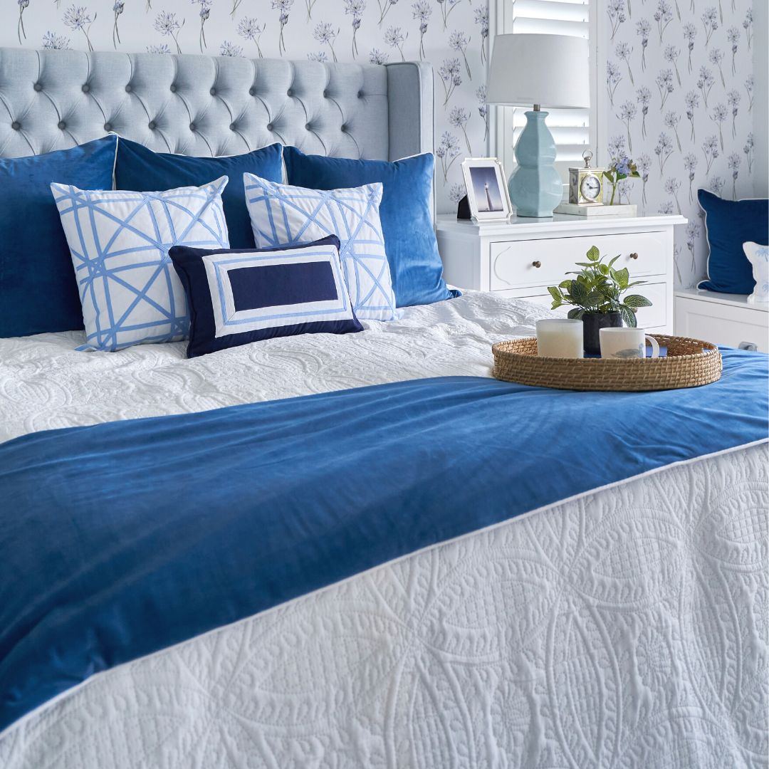 French Blue Plush Luxury Velvet Throw | Mirage Haven 
