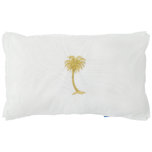 HABANA White and Gold Palm Tree Cushion Cover | Mirage Haven 