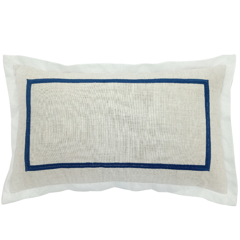 JERUK Dark Blue Flange Linen Cushion Cover | Mirage Haven  